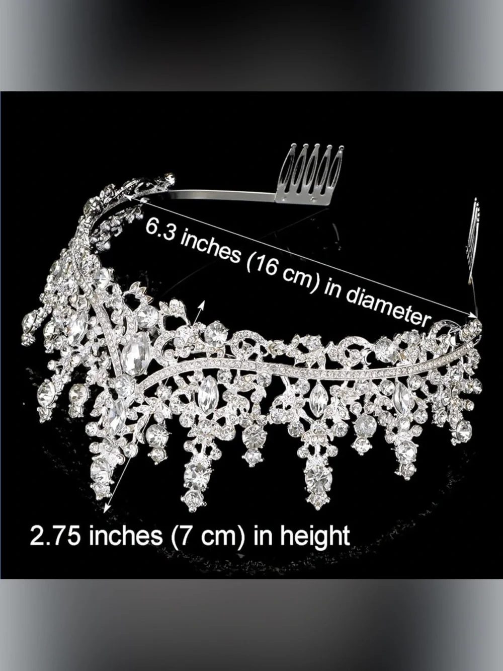 Silver Crystal Bridal Tiara - Sparkling Rhinestone Crown